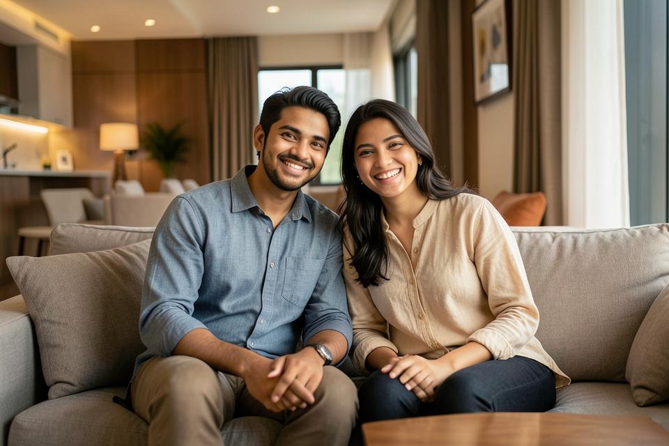 Happy couple talking to an astrologer online